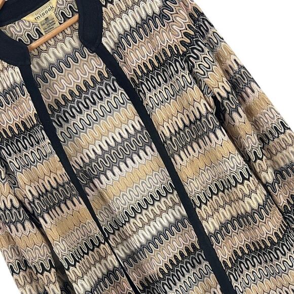 Misook Sweaters - Misook Women’s XS Metallic Wave Knit Jacket Black Gold Open Front Cardigan Artsy